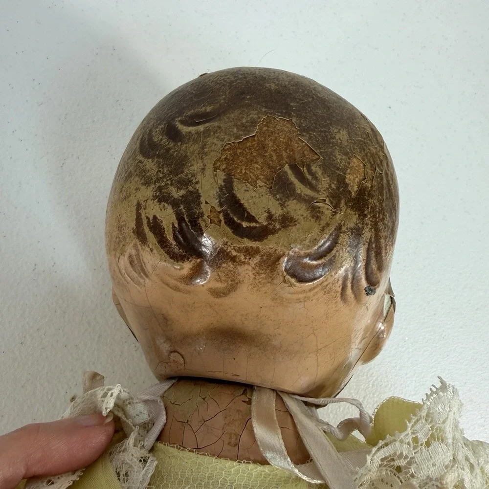 Antique Composition Baby Doll‎ Blue Sleepy Eyes Dress Shoes Socks Creepy Haunted